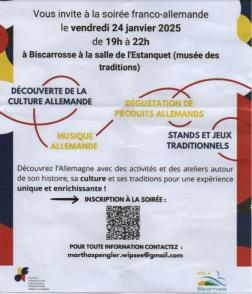 Le Comité de Jumelage de Biscarrosse – Landkreis Forchheim organise une soirée en partenariat avec la Maison de l’Europe des Landes WIPSEE dans la cadre de la semaine franco-allemande...